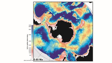vor 0,65 Millionen Jahren – Pleistozän | Keine freie Verwendung | © Alfred-Wegener-Institut, Katharina Hochmuth Grafische Darstellung einer Karte | © Alfred-Wegener-Institut, Katharina Hochmuth
